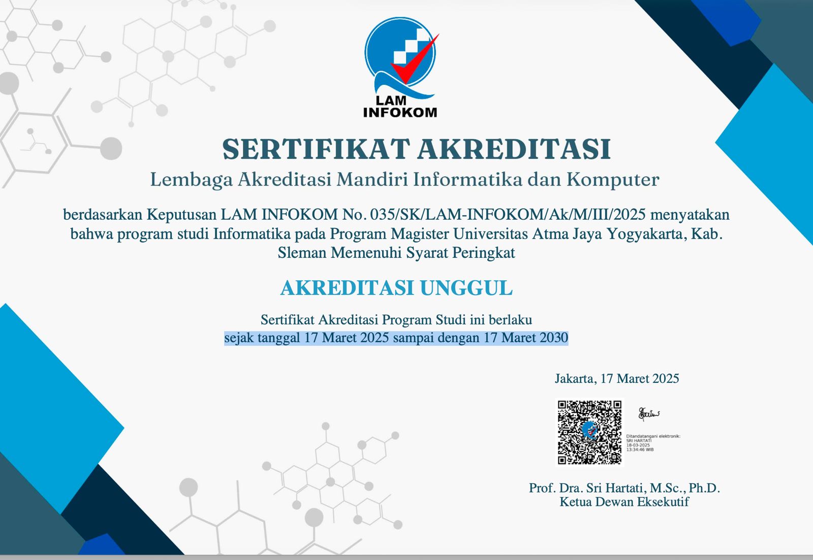 Preview Sertifikat Akreditasi Unggul